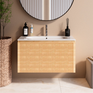 Тумба с раковиной AVS Форте 90 дуб светлый